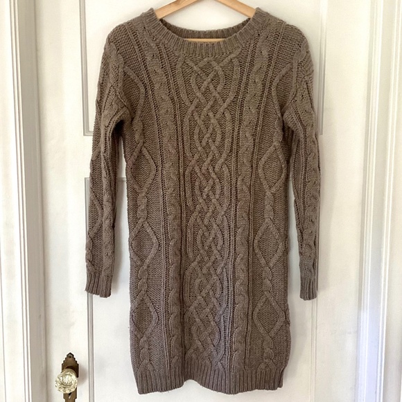Moda International Women’s XS Wool Blend Cable Knit Pullover Sweater Dress Y2K - Picture 1 of 13